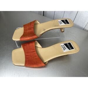 Vintage PAUL MAYER Moods Vero Cuoio Leather Kitten Heels Spain Size 7 Orange Y2K